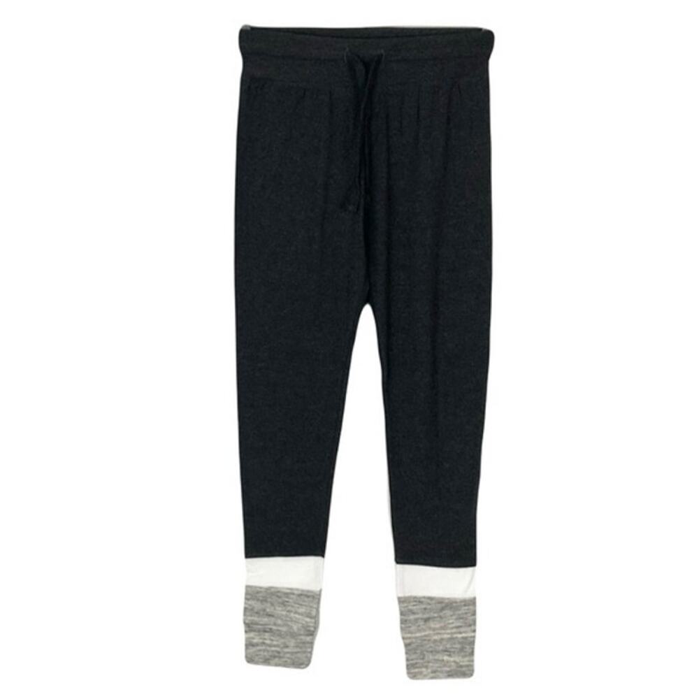 Nwt LIQUID ENERGY Leggings XS Charcoal Grey White Drawstring Stretch Cotton blnd